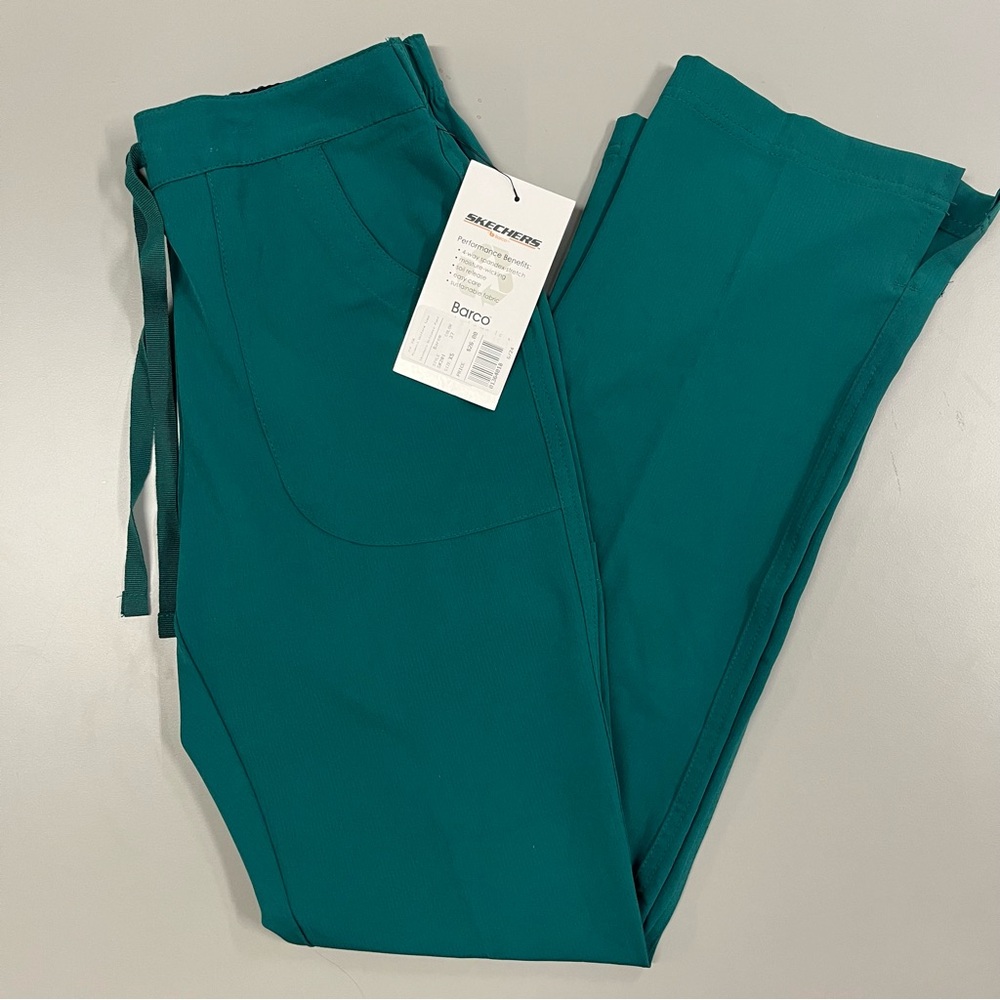 NWT Sketchers Hunter Green Straight Leg Scrub Pants Size XS